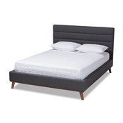 Baxton Studio Erlend Mid-Century Modern Dark Grey Fabric Upholstered Queen Size Platform Bed